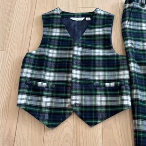 Janie and Jack Green Plaid Vest